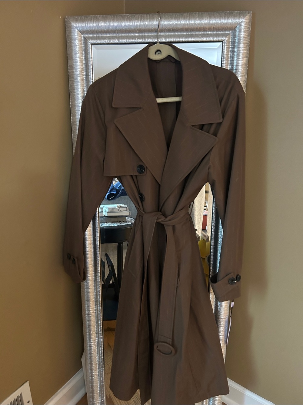 Avec Les Filles Brown Double-Breasted Belted Trench Coat - Picture 2 of 11